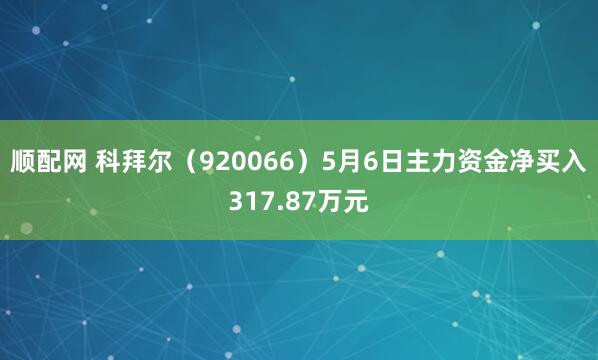 顺配网 科拜尔（920066）5月6日主力资金净买入317.87万元