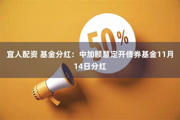 宜人配资 基金分红：中加颐慧定开债券基金11月14日分红